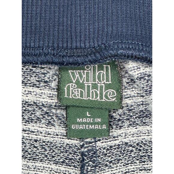 Wild Fable Navy Blue White Stripe Cotton Blend Drawstring Shorts L - Picture 3 of 5